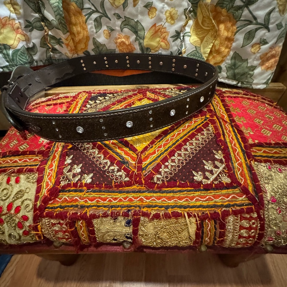 Studded Black Belt with Rhinestones